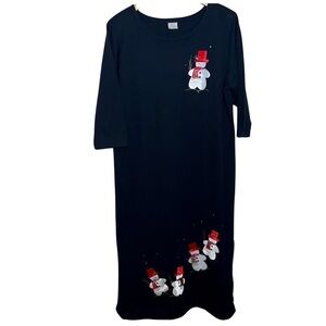 Vintage Karla Marie Snowman Maxi Dress Black Size Large